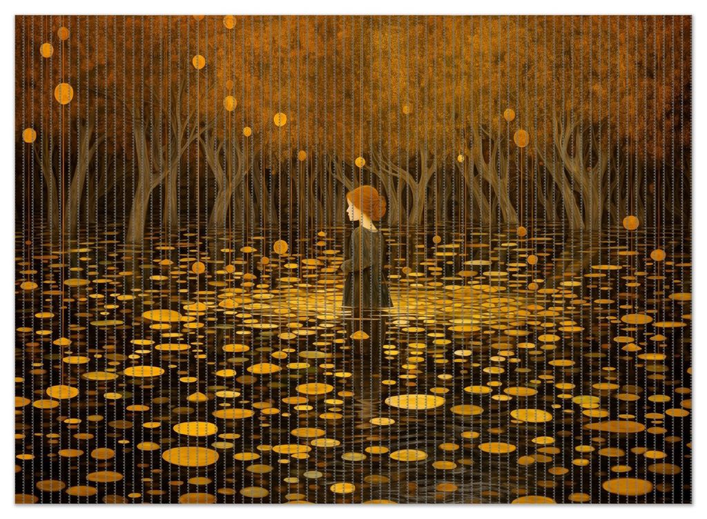 Wallario Duschmatte Antirutschmatte Badmatte Fußmatte Goldener Wald, Größe ca. 90 x 65 cm