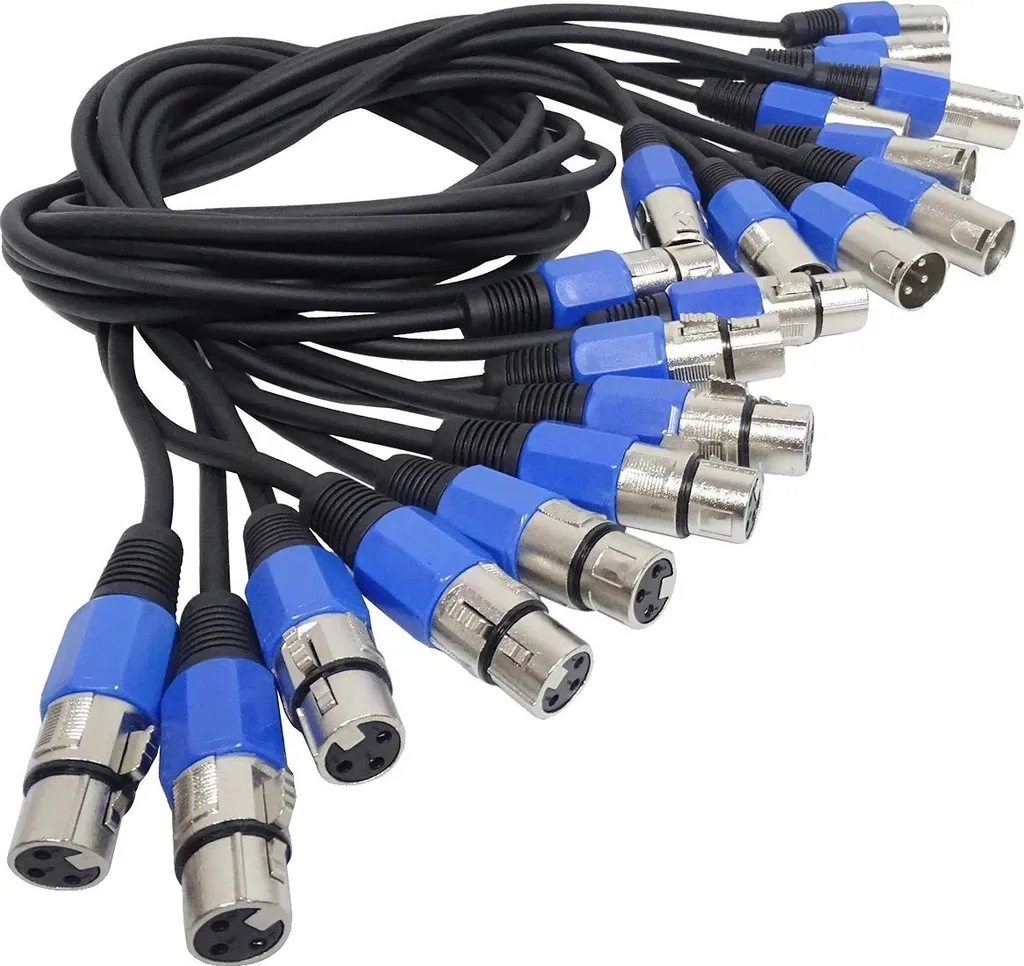 Cavo DMX, spina XLR a 3 pin, struttura in rame resistente, blu metallo 3 m