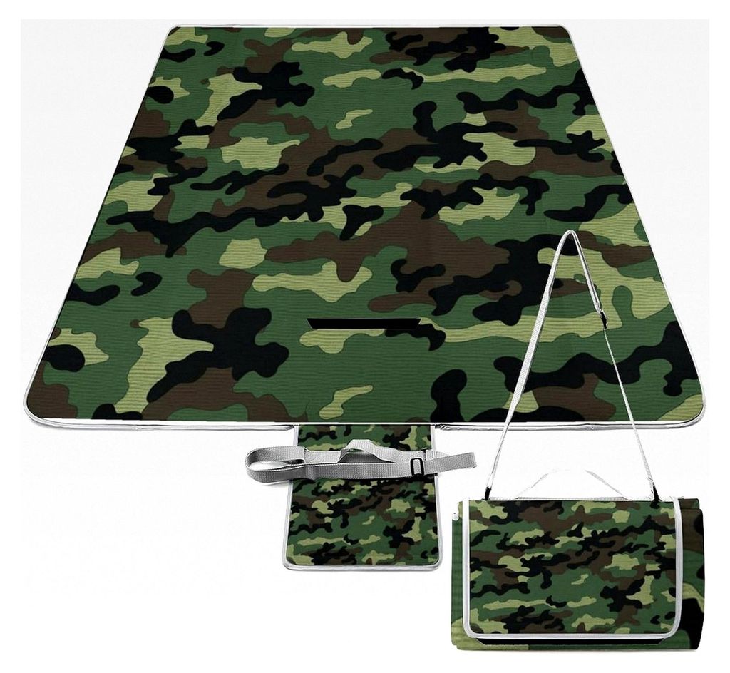 Picknickdecke, grün, Militär, Camouflage, faltbar, kompakt, Stranddecke für Frühling, Sommer, Camping, Park, Reisen