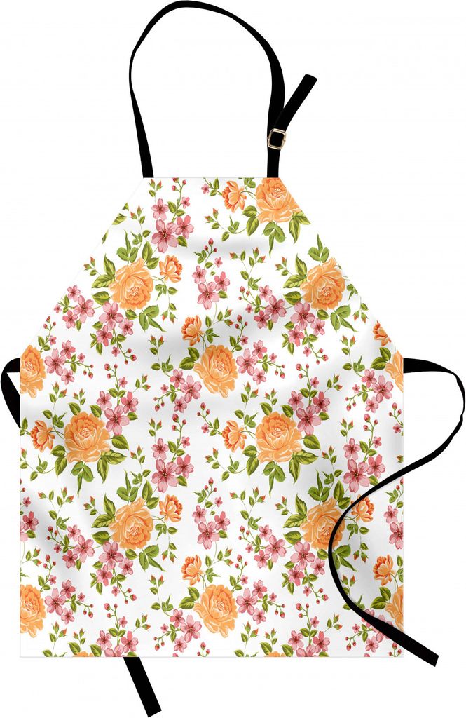 ABAKUHAUS Blume Kochschürze, Vibrierende Farbe Pfingstrose Muster Poppy Love Hochzeit Feiern Theme Print, Farbfest Höhenverstellbar Waschbar Klar...