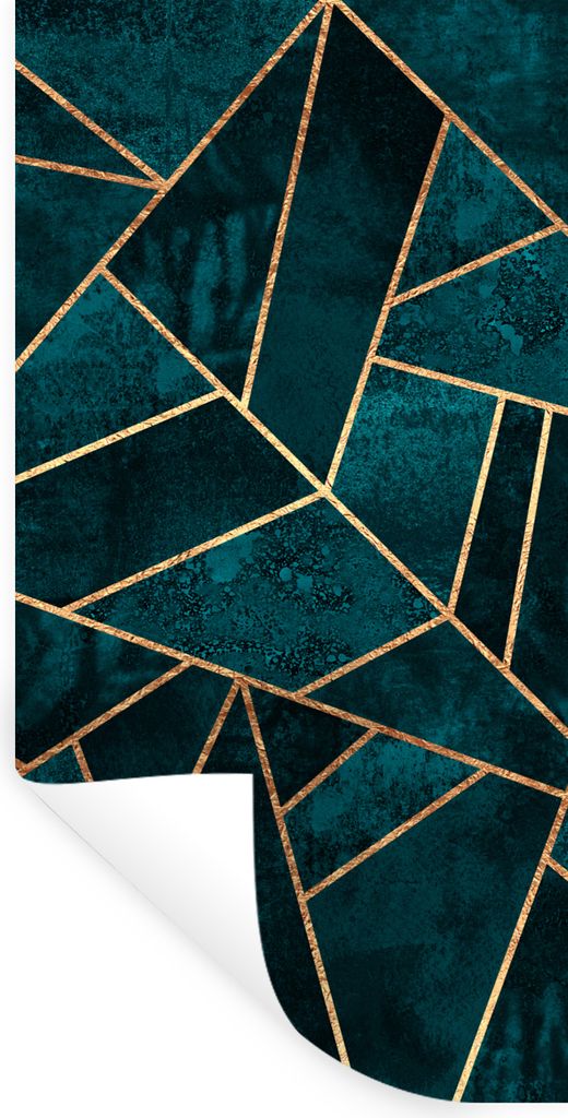 MuchoWow Wandtattoo Wandsticker Wandaufkleber Steine - Gold - Luxus - Muster - Abstrakt 60x120 cm Selbstklebend und Repositionierbar - Selbstkleb...