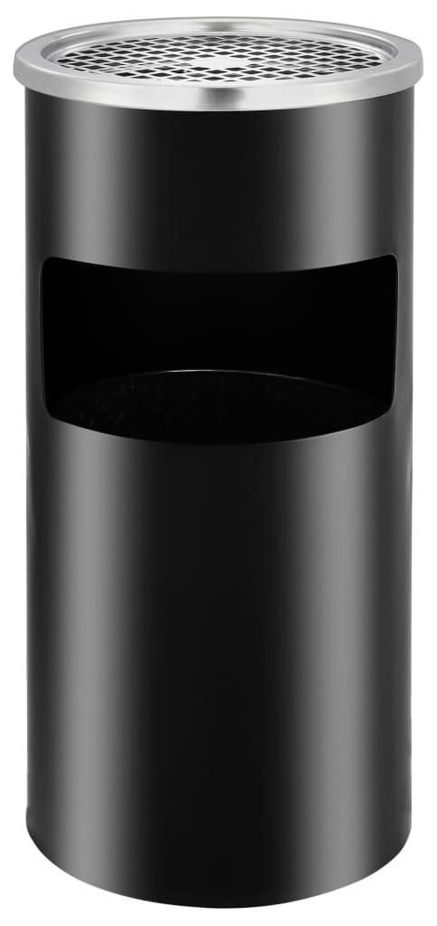 vidaXL Nástenný popolník Oceľ 26 L Čierna Obrázok produktu 