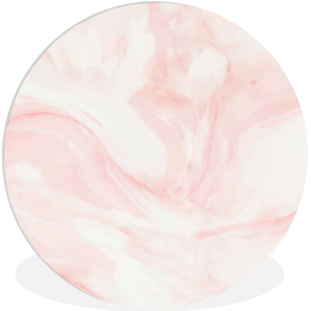 MuchoWow Rundes Wandbild - Runde Bilder Marmor - Weiß - Rosa - Pastell Ø 60 cm Kreis Wanddekoration Kunststoff - Wandkreis - Wandschmuck - Wand...