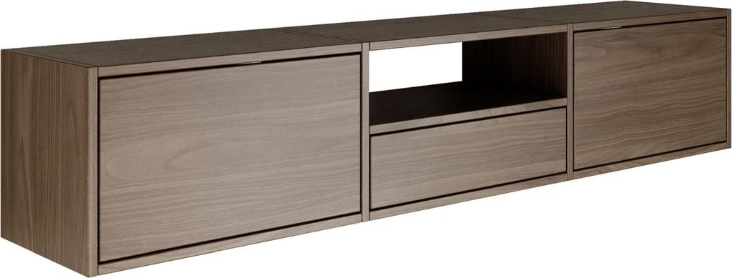Selsey Framme – hängendes TV-Board mit drei Klappen und einer Ablage, Holzoptik Walnuss, 150 cm