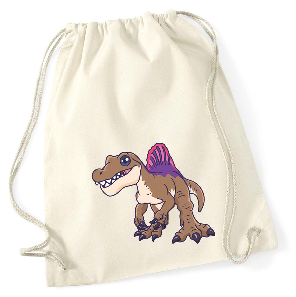 Huuraa Turnbeutel Spinosaurus Dinosaurier 12 Liter Natural Baumwolle Rucksack Geschenkidee