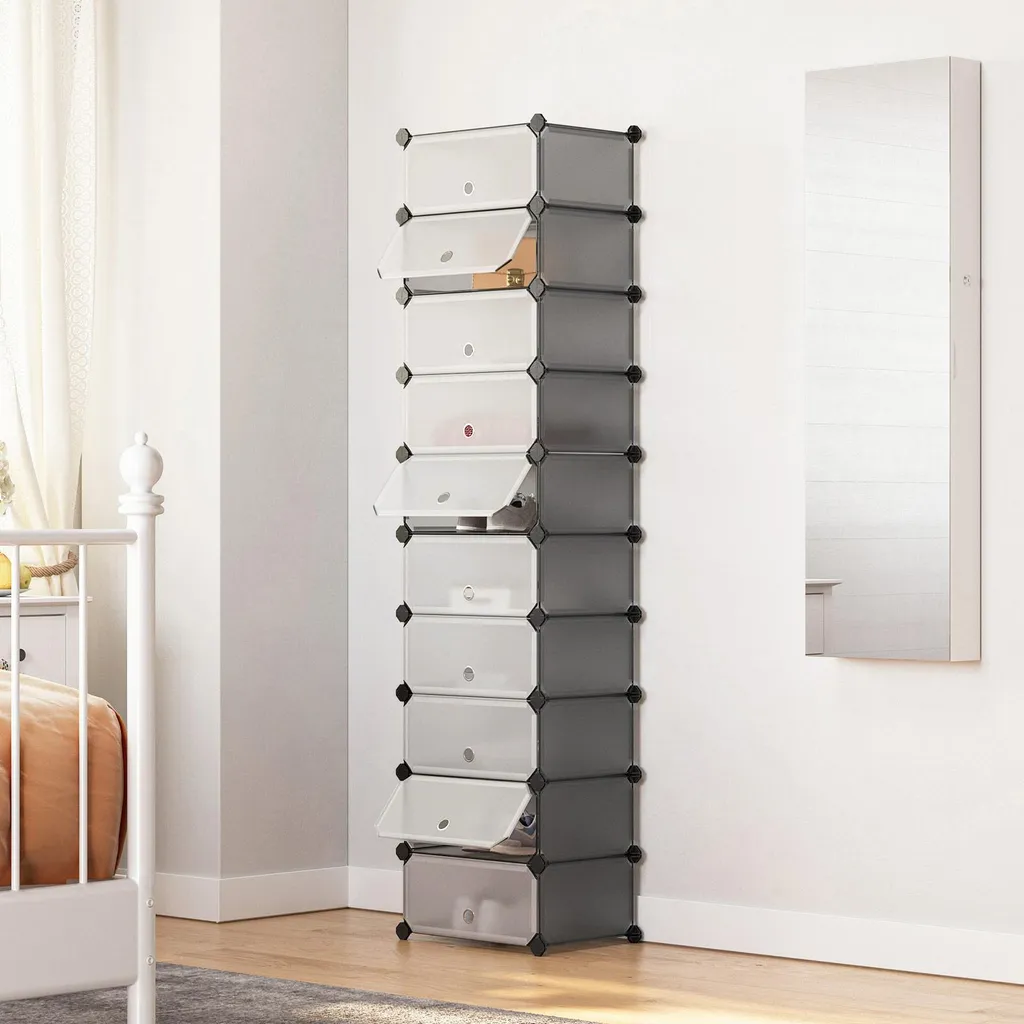 Étagère à chaussures plastique gris 10 niveaux modulables et empilables - 3