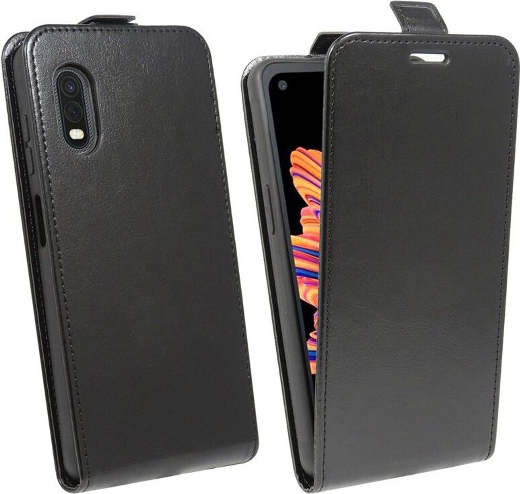 Flip Case für Samsung Galaxy Xcover Pro (G715F) Handy Tasche vertikal aufklappbar Schutzhülle Klapp Hülle Schwarz