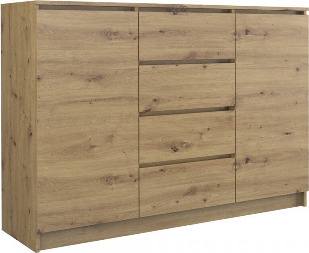 Kommode mit 4 Schubladen 2 Schränke 120cm Klamotenschrank Sideboard artisan