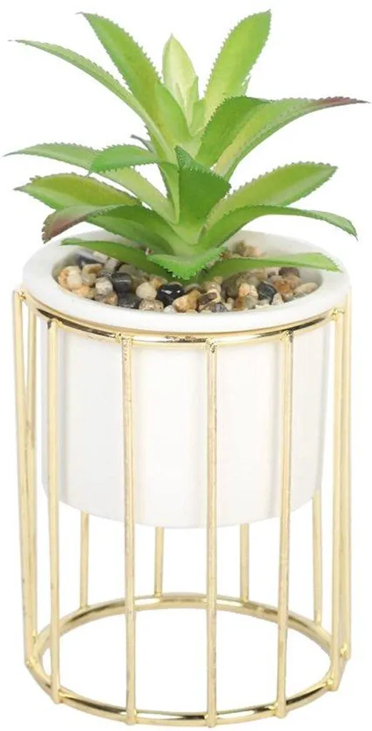 Support plante artificielle cage dorée et verte déco intérieure chic
