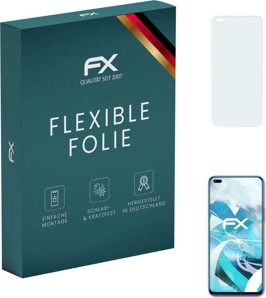 atFoliX FX-ActiFleX 3x Schutzfolie kompatibel mit Honor 50 Lite Folie