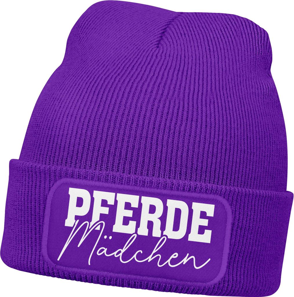 Damen Beanie mit Patch Strickmütze mit Spruch Pferdemädchen Aufdruck Lustig Damenmütze Geschenk Reiterin Moonworks