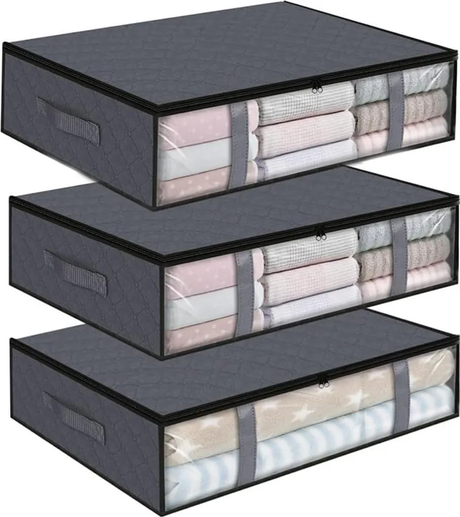 Boîte de rangement sous le lit pliable - Bac de 40L pour couette et drap
