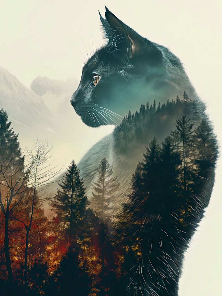 Plakat 75x100cm Katzengeist Wald