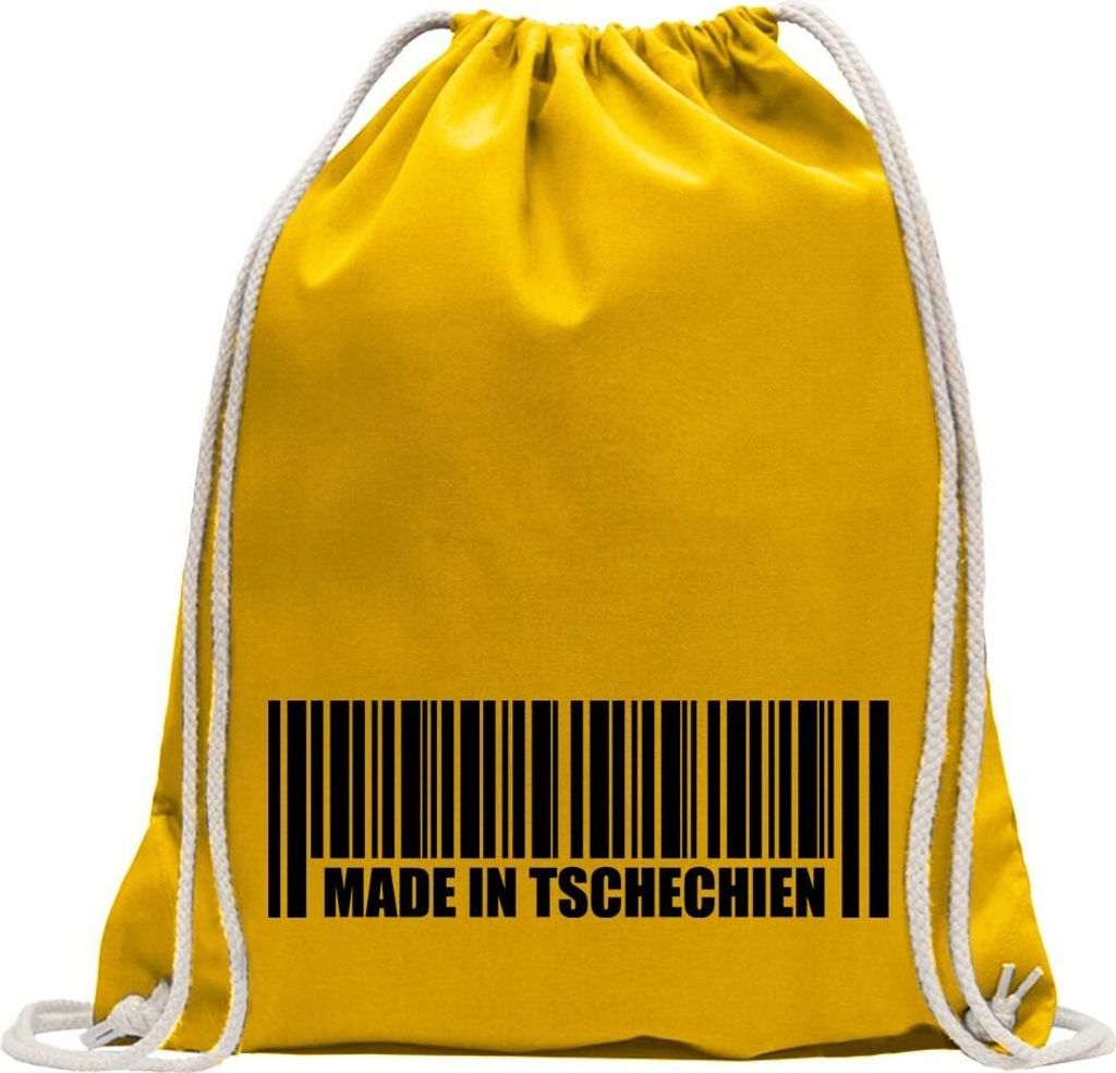 Kiwistar - Turnbeutel - gelb - Tschechien Barcode - Fun Rucksack Sport Beutel Gymsack Baumwolle mit Ziehgurt