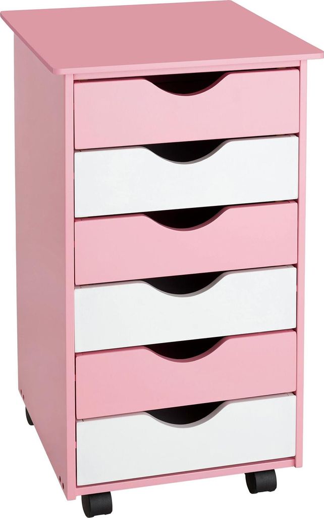 tectake Rollcontainer aus Holz einfache Montage, 36 x 40 x 65 cm