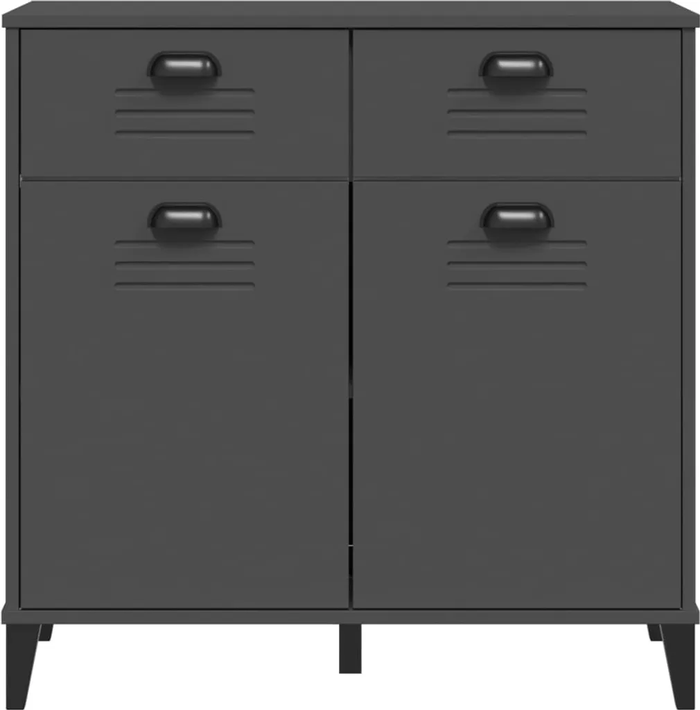 Buffet de Rangement Anthracite VIKEN 80 cm Meuble Bas en Bois Composite - 6