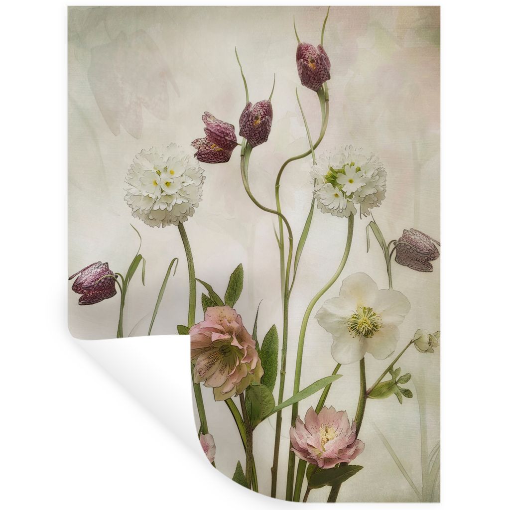 MuchoWow Wandtattoo Wandsticker Wandaufkleber Blumen - Frühling - Garten - Stilleben 120x160 cm Selbstklebend und Repositionierbar - Wierderverw...