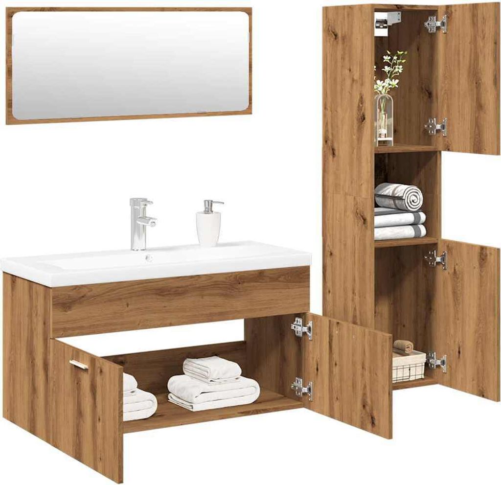 Möbel 4-tlg. Badmöbel-Set Artisan-Eiche Holzwerkstoff - Badezimmer 3328600