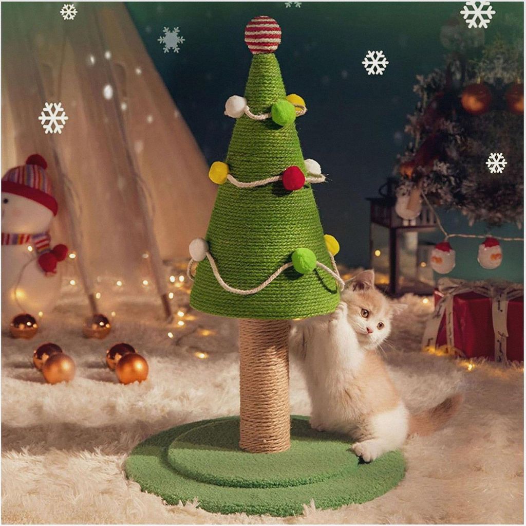 Kratzbaum, Katzenkratzbaum, Katzen-Weihnachtsbaum, Katzenturm, Sisal-Katzenkratzbaum, Kratzbaum für Hauskatzen (Groß: 40 x 65 cm / 15,7 x 25,6 Zoll)