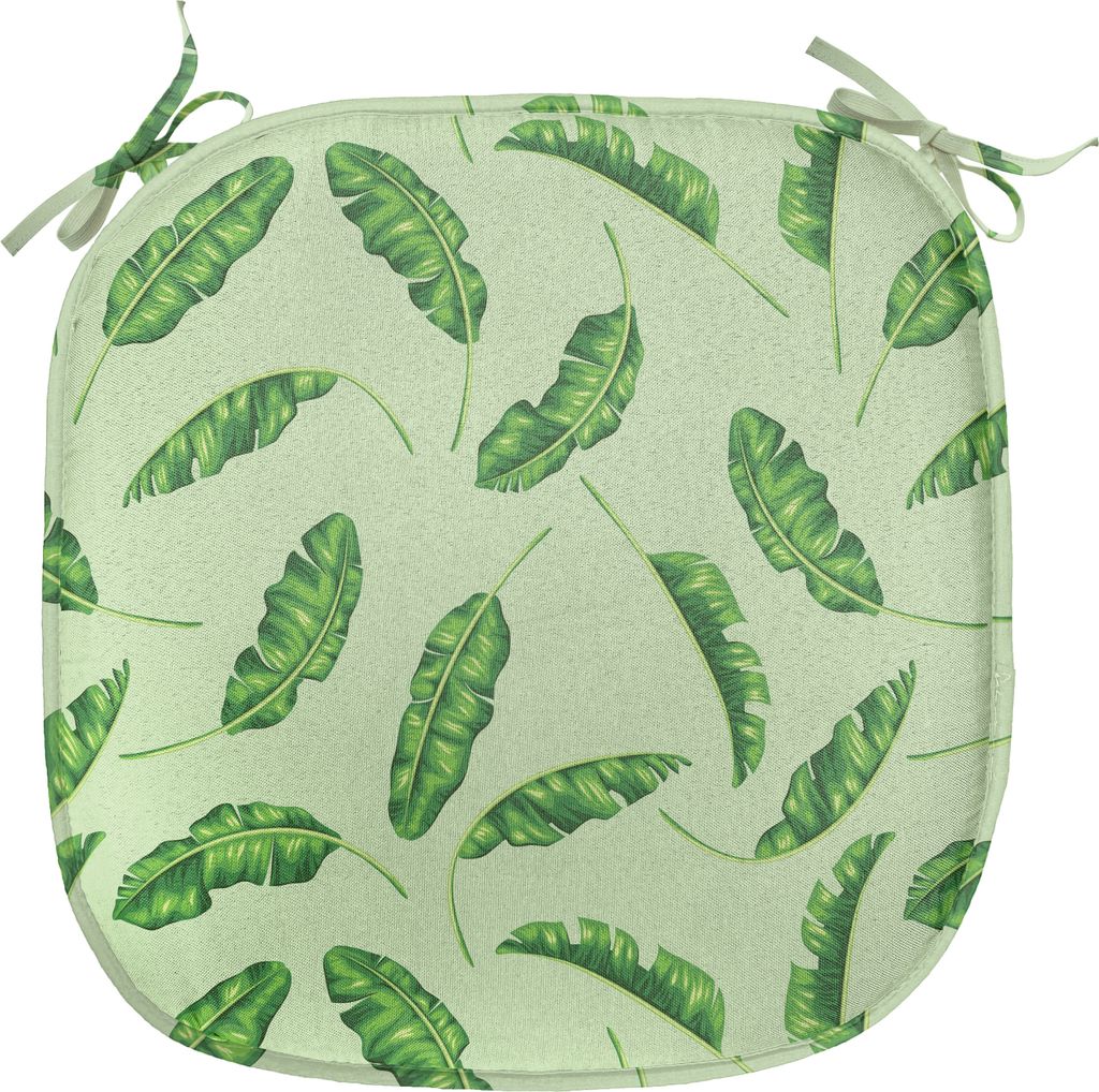 ABAKUHAUS Bananenblatt Polster für Esszimmerstühle, Ökologie Botanik, Dekoratives wasserfestes Kissen mit Riemen für Küchensitze, 40 cm x 40 c...