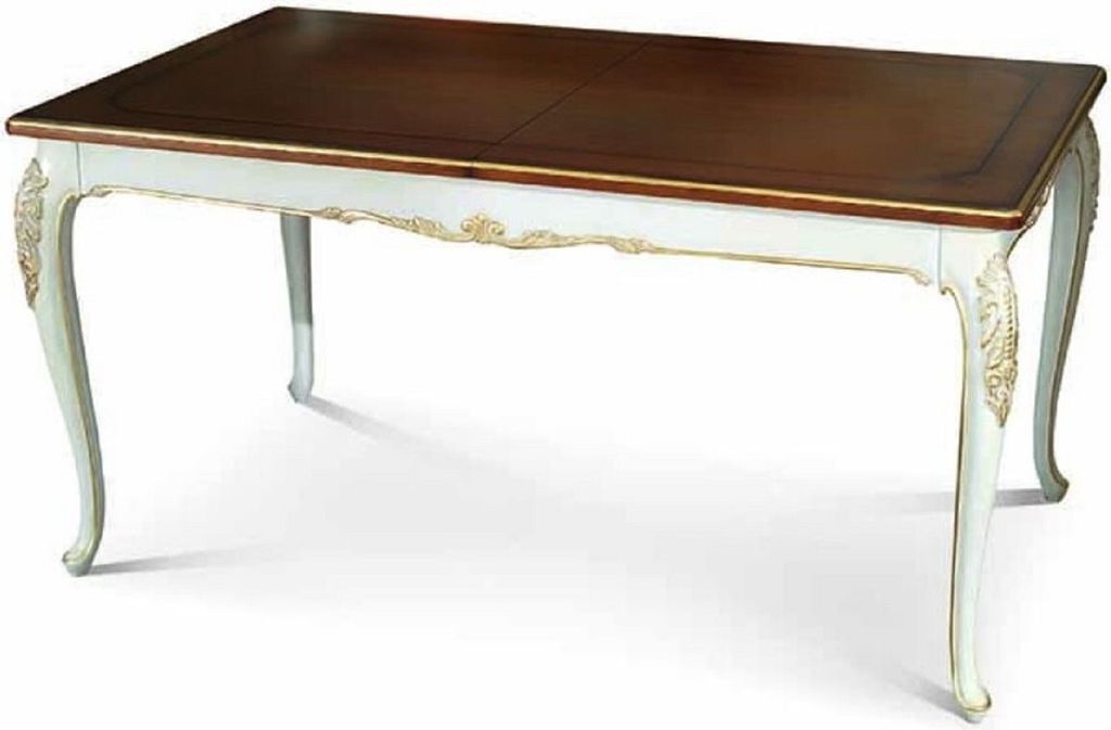 Casa Padrino Luxus Barock Esstisch Braun / Weiß / Gold 160-250 cm - Barock Möbel - Italy