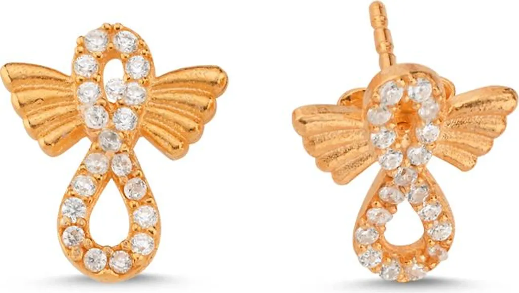 Boucles d'oreilles infini ailé, argent 925 massif et finition rose