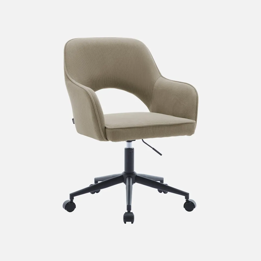 Sedia Professionale Velluto Beige con Rotelle: Comfort Lavorativo