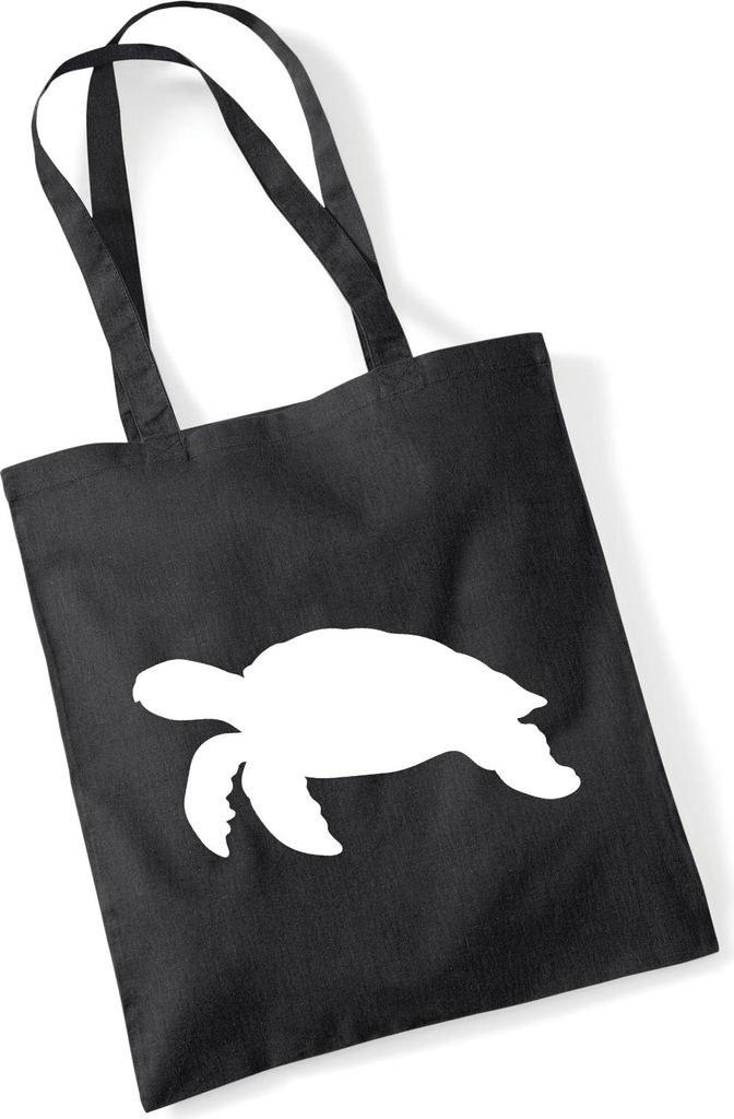 Huuraa Jutebeutel Schildkröte Silhouette 10 Liter Black Baumwolle Tasche Geschenkidee