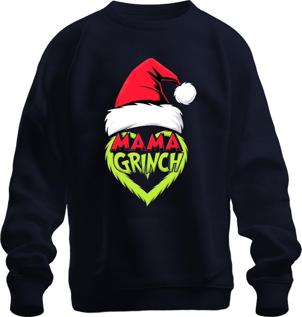 Mama Grinch Weihnachten Weihnachtsmütze Grinch Herz Lustig Mutter Uni Sweatshirt Pullover, Navy, XL
