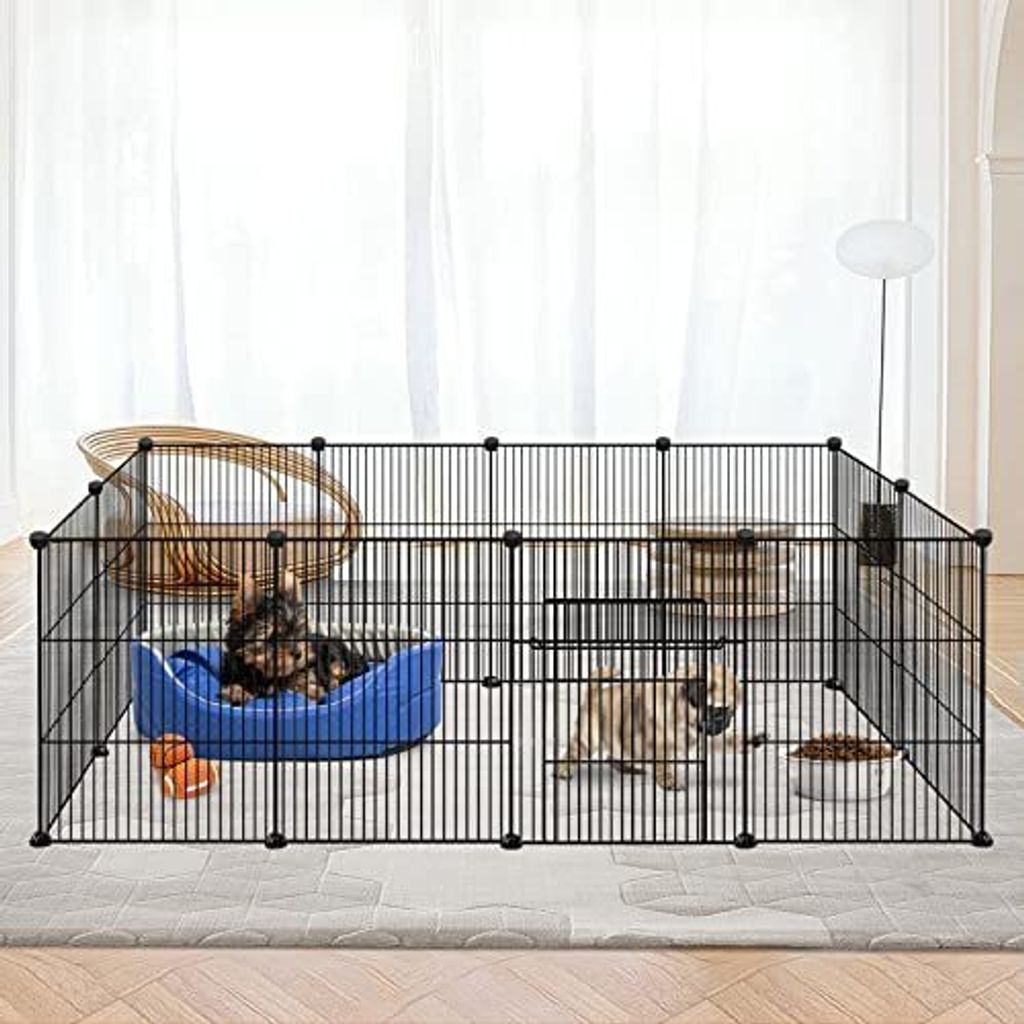 JNGLGO Freigehege Gittergehege für Kaninchen, Meerschweinchen Käfig Gehege, Kleintierkäfig inkl. Tür, Welpenauslauf Kleintiergehege Freilaufgeh...