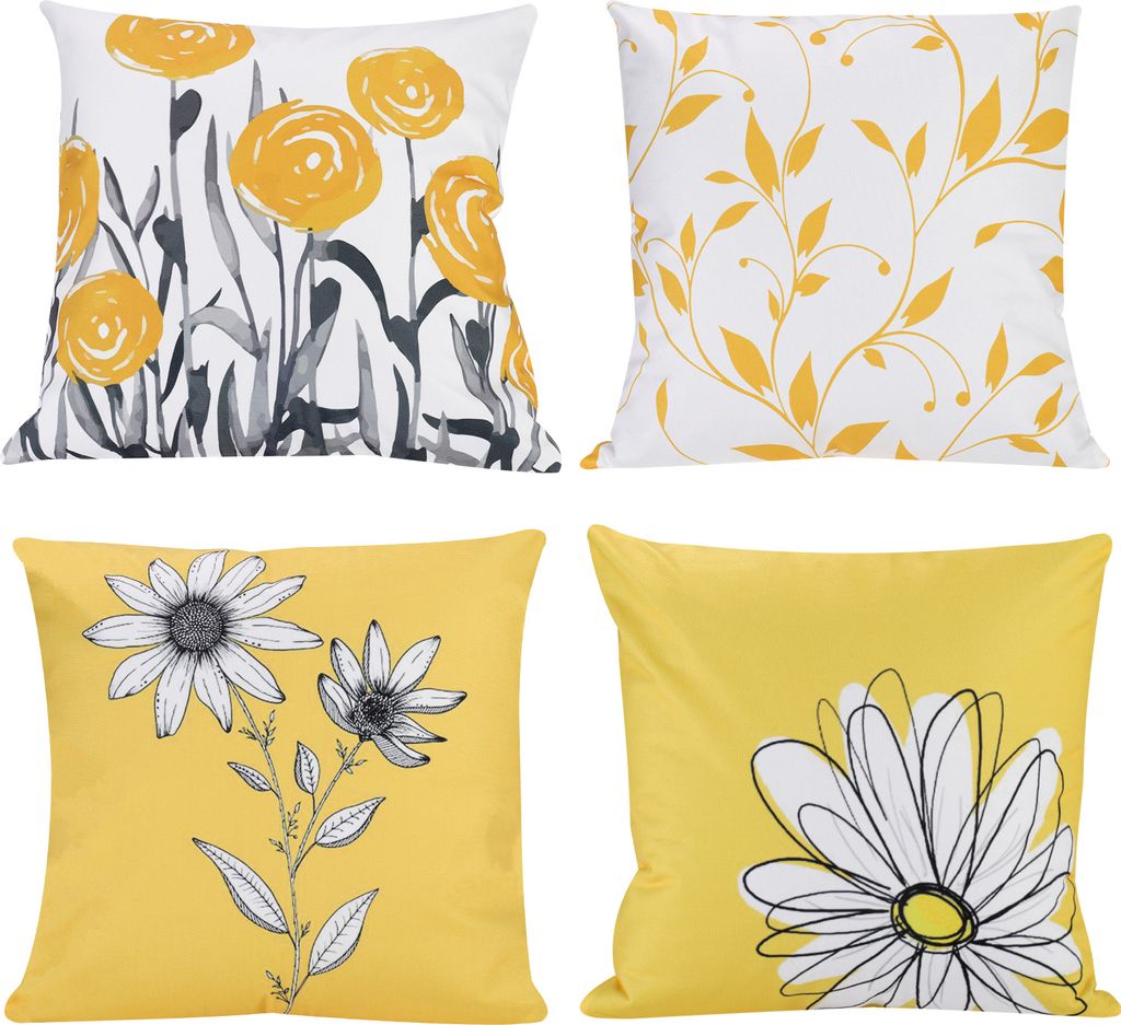 4er Set Kissenbezüge Dekorativen Mustern für Wohnzimmer, Schlafzimmer, Büro, Auto, Heimdekoration, 45 x 45 cm