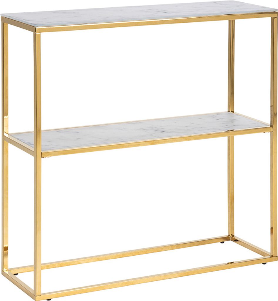 Smuk Konsolentisch 79,5 cm Saga Weiß Marmor - Gold