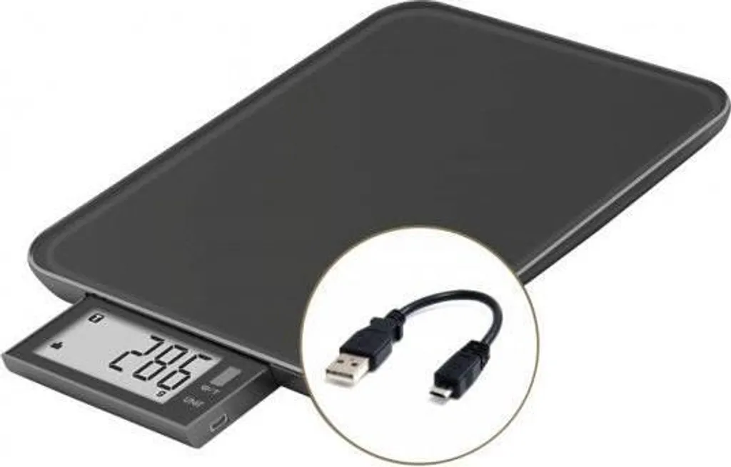 Bilancia da Cucina Grande Schermo XL Ricaricabile USB - Nera Riparabile