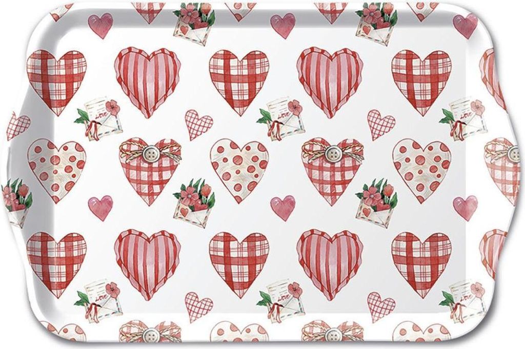 Serviertablett aus Melamin Herzen Blumen Valentinstag Muttertag Liebe Tray melamine 13x21 cm Lovely hearts