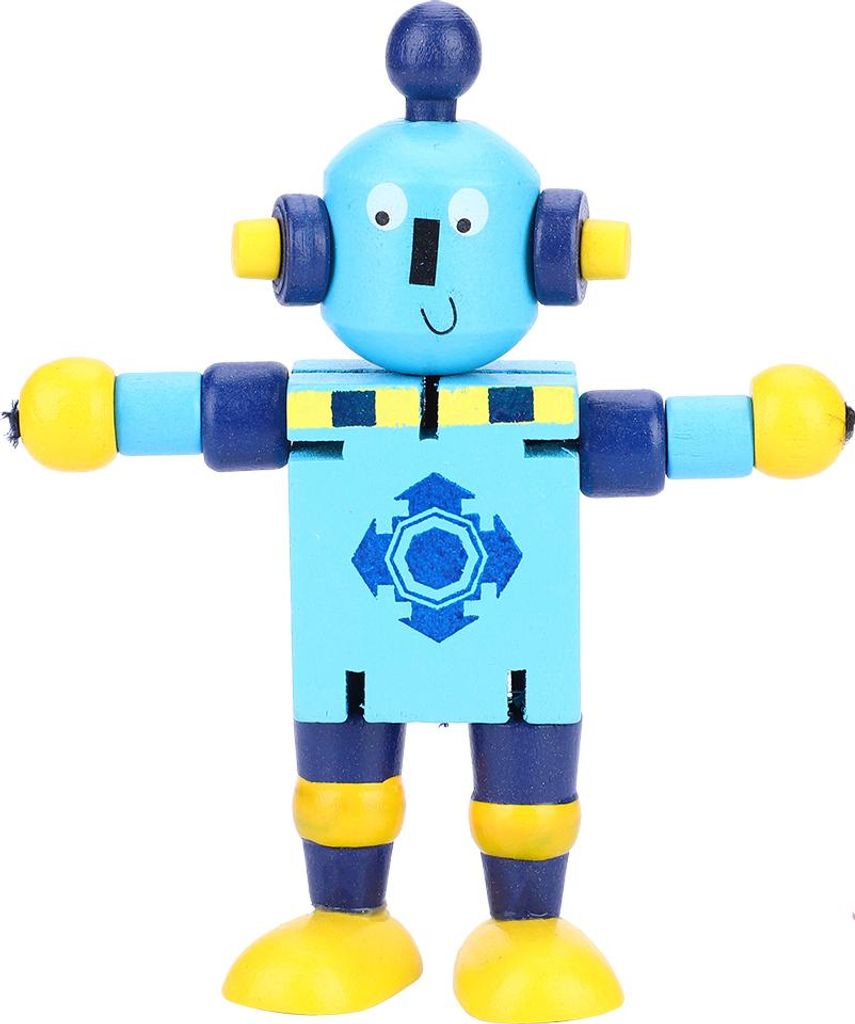 Persönlichkeit Niedliches Holzroboterspielzeug zum Lernen und Lernen für Kinder (blau)