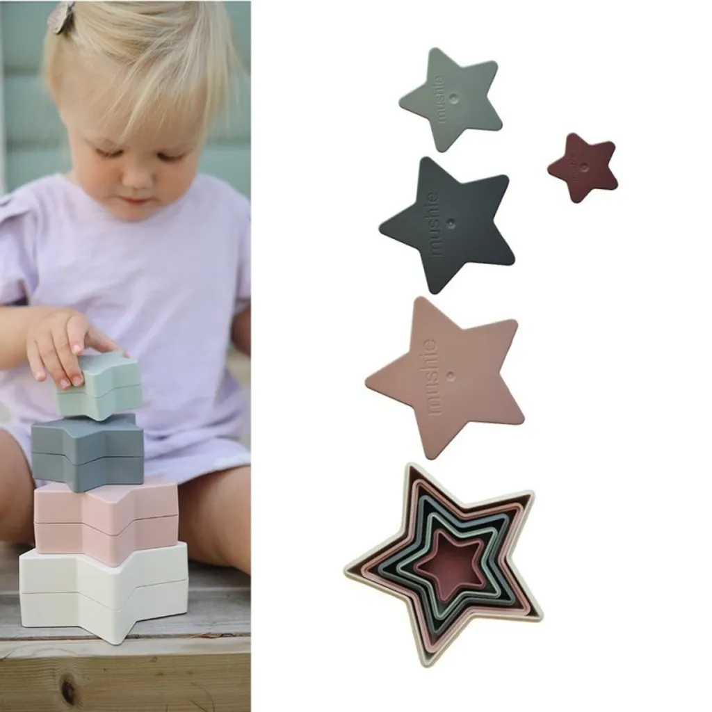Jeu de Bain et Plage Bébé Étoiles à Empiler Mushie Nesting Star Multi-usage