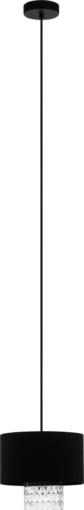 EGLO Hängelampe Sapuara, Pendelleuchte Esstisch, Deckenlampe hängend, Stahl in schwarz, Textil, Glas in schwarz, klar, E27 Fassung