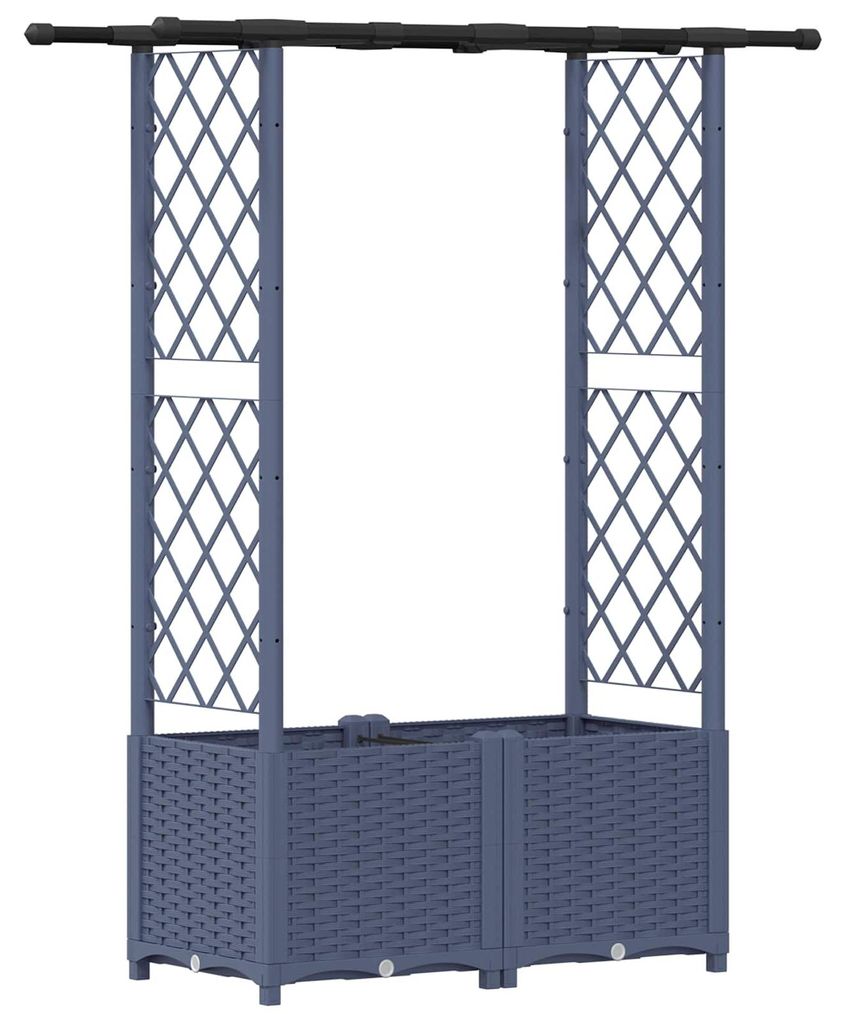 vidaXL Hochbeet mit Rankgitter und Dach Grau 124,5 x 40 x 136 cm PP