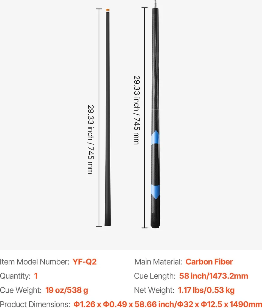 Queue de billard pour bar et maison en carbone 147cm ultra résistante - 7