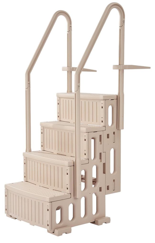VEVOR Schwimmbadleiter, 4-stufige Treppe mit Doppelhandlauf und rutschfesten Hochleistungsstufen, maximale Tragkraft 181 kg, für 122–137 cm große