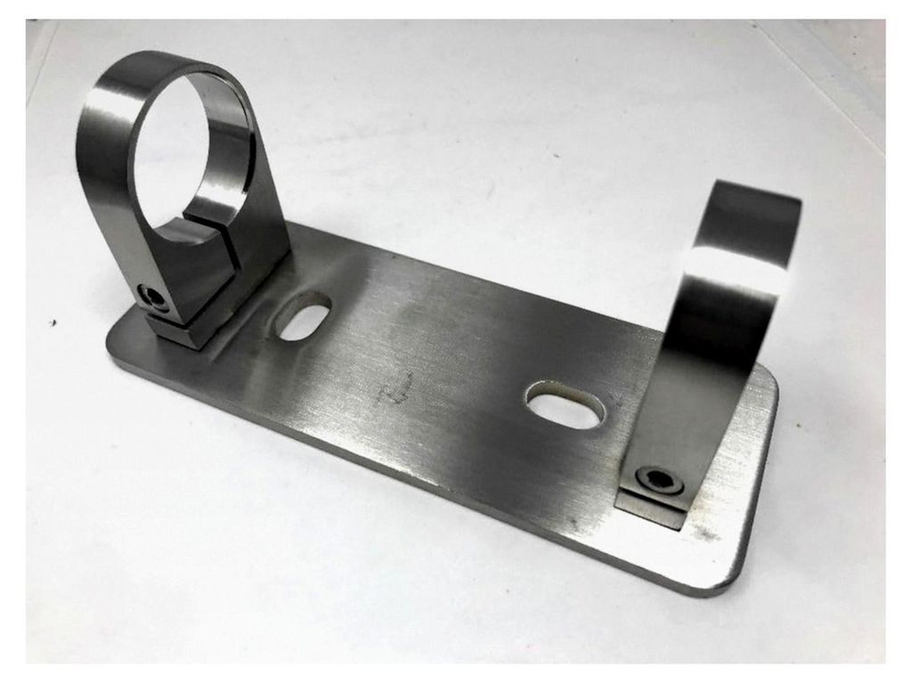 Edelstahl Pfostenhalter für Geländer - Wandanker für 42,4 mm Edelstahl-Rohr, 180x70x6 mm, verstellbare Wandhalterung mit zwei Klemmhaltern