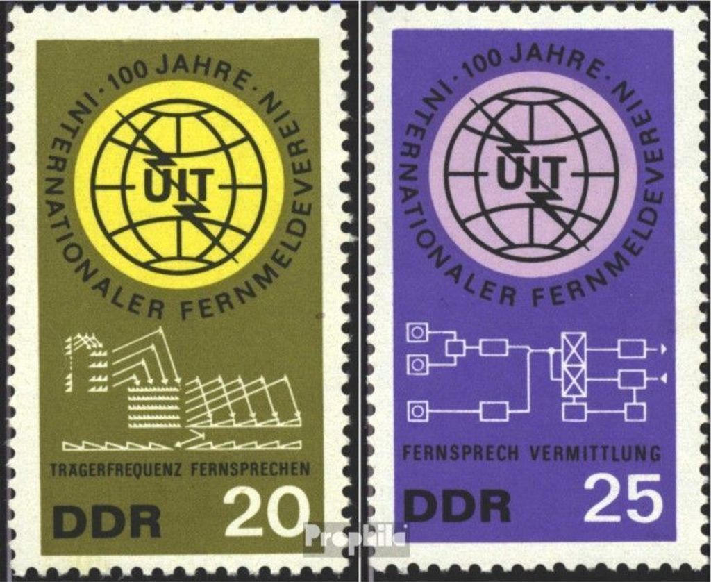 Briefmarken DDR 1965 Mi 1113-1114 (kompl.Ausgabe) postfrisch 100 Jahre Internationaler Fernmeldeverein