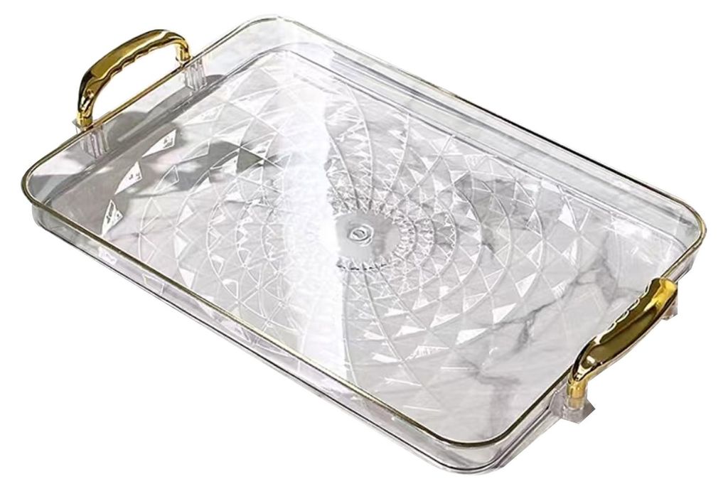 Transparente Servierplatte mit Griffen, vielseitig verwendbar, ideal für Obst, Snacks und Desserts, perfekt für Partys, stapelbar, dekorativ und ...