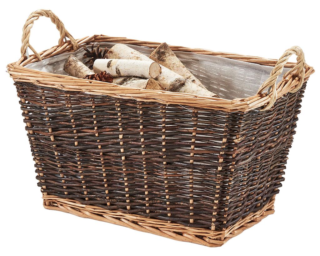 Kobolo dřevěný koš na dřevo do krbu – vrba – vybavený Obrázek produktu 