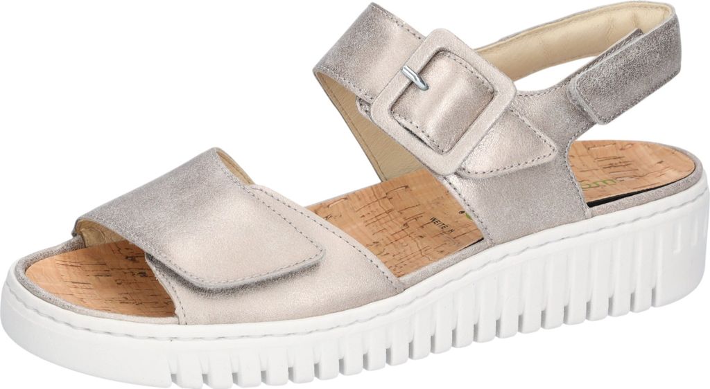 Waldläufer H-Willow 955001-131 bequeme Damen Sandale Wechselfußbett Leder Grau - Damenschuhe Sandale bequem / lose Einlage, Grau, leder (eclis)