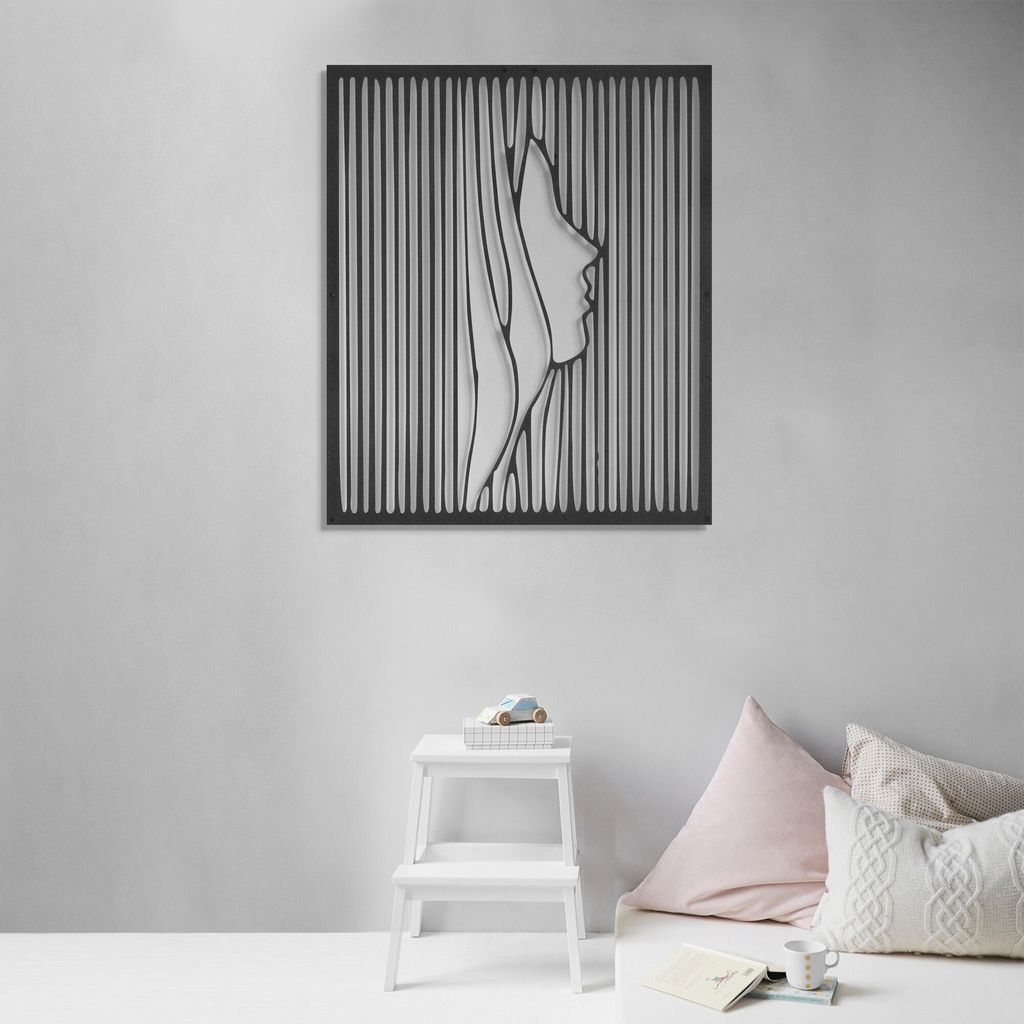 Wallity, Woman- LDN1119, Schwarz, Sonstige WohnNachbildungationen, 50 x 60 cm, 100% Metall (Dicke: 2 mm)