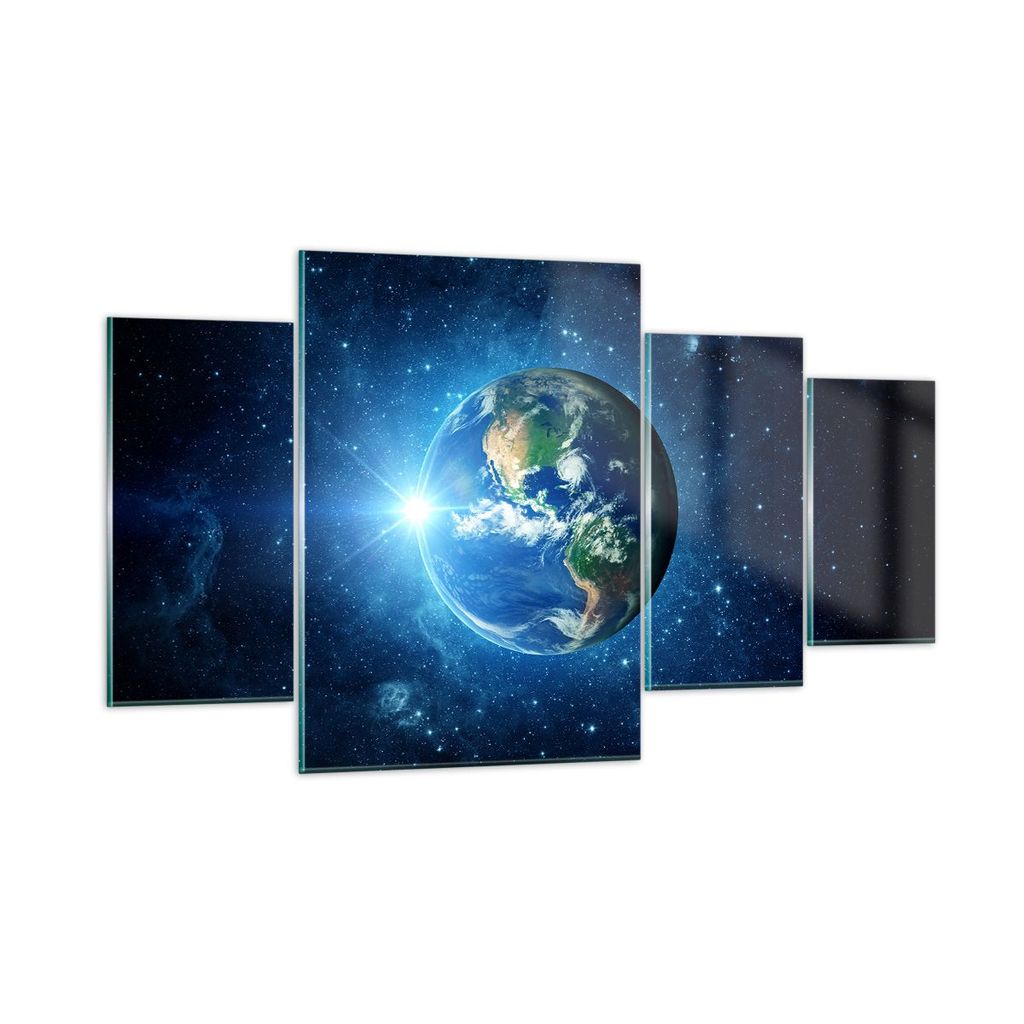 Bilder auf glas - Erde Universum Sterne Galaxie - 160x90cm - Glasbilder - Wandbilder - Kunstdruck - zum Aufhängen bereit - Wanddekoration aus Glas...