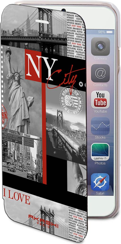Akashi Flip-Schutzhülle New York für Apple iPhone 7 und 8