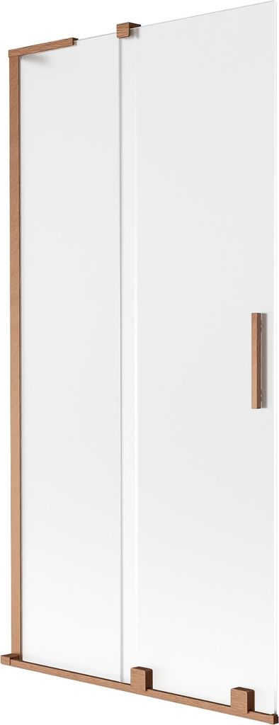 Mexen Velar L Badewannenabtrennung 2-flügelig verschiebbar 95 x 150 cm, Raureif, gebürstetes Kupfer - 896-095-003-31-65