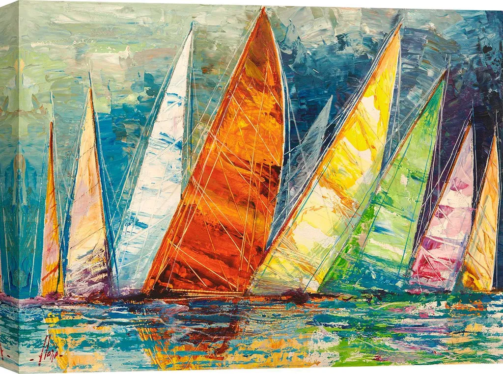 Décoration Murale Tableau Voile Colorée, Toile de Peintre - 60x40 cm